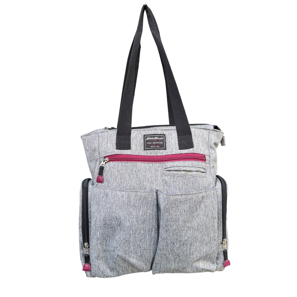 Eddie Bauer First Adventure Diaper Tote Bag Gray Pink Places & Spaces Organizer